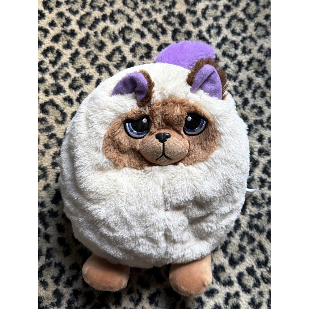 Misfittens Bandit The Sidekick Siamese Cream Brown Purple Cat Soft Plush Toy 10"